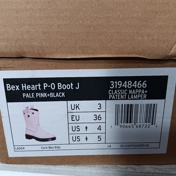 Dr. Martens Youth Junior‎ Big Kid 5 EU 36 Heart Nappa Leather Pull-on Boots Pink - Picture 12 of 12